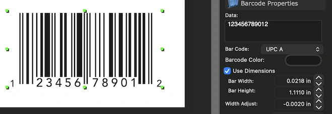 How to set barcode color and adjust bar width