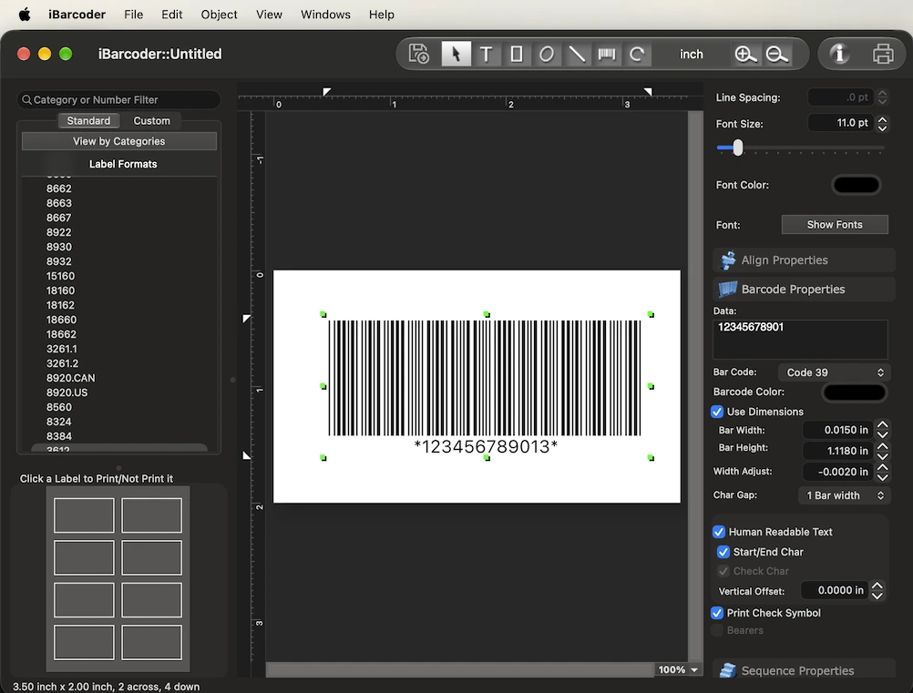  Code 39 barcodes for saving as EPS files