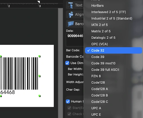 Create Code 32 barcodes