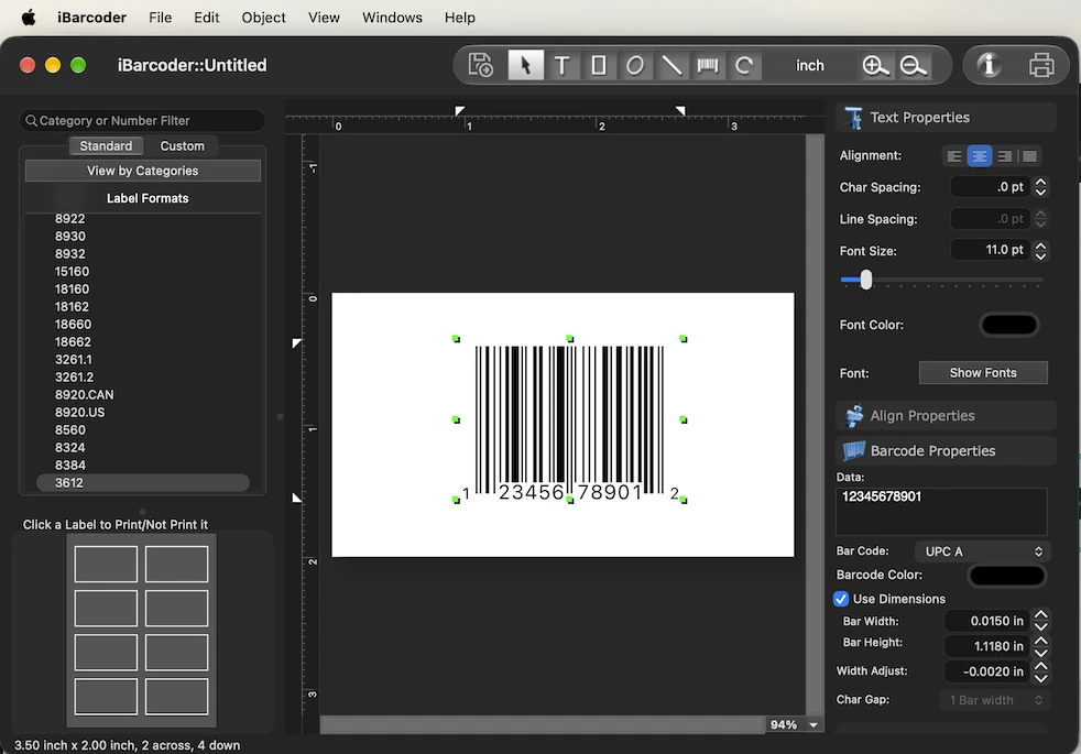 Create UPC-A barcode