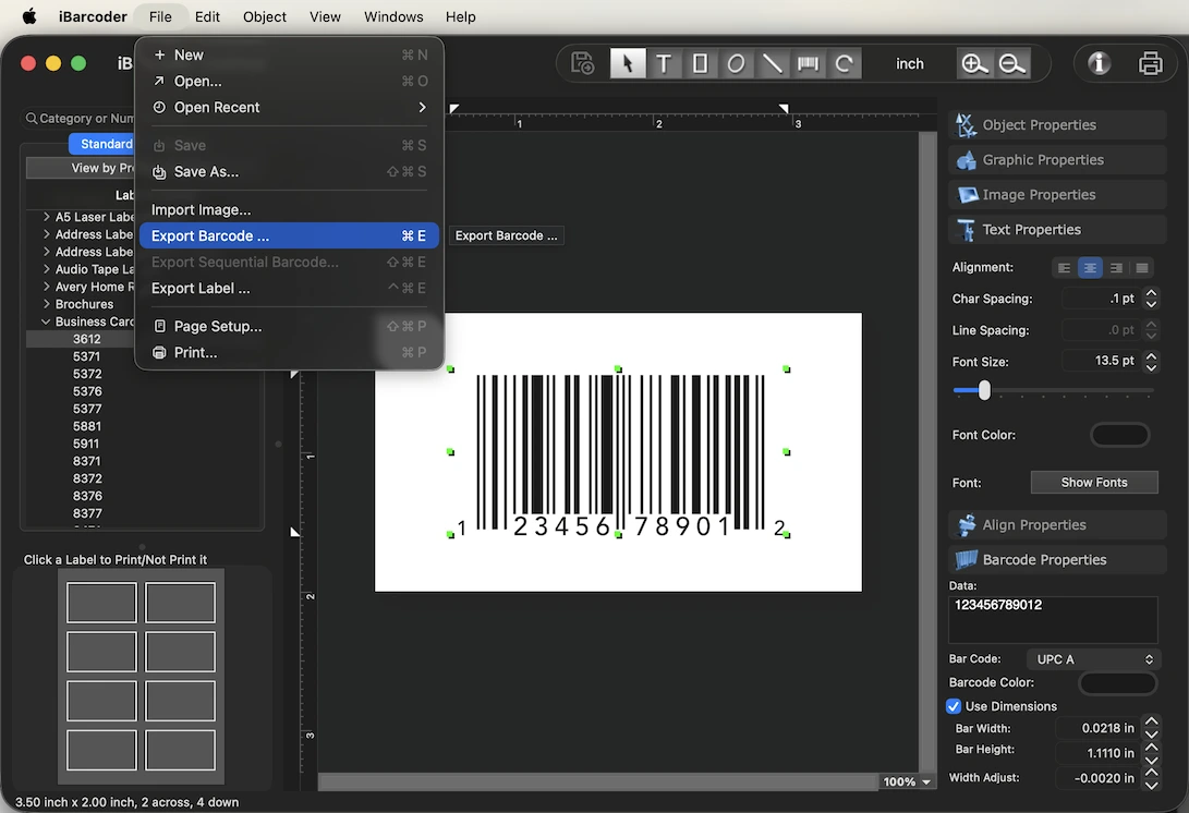 How to export vector barcodes for commercial printing