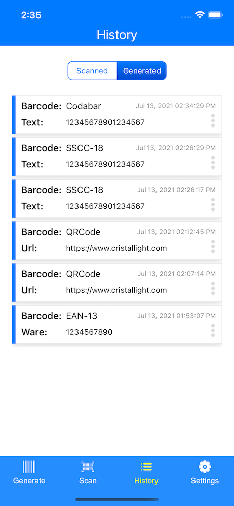 barcode generator for ios history