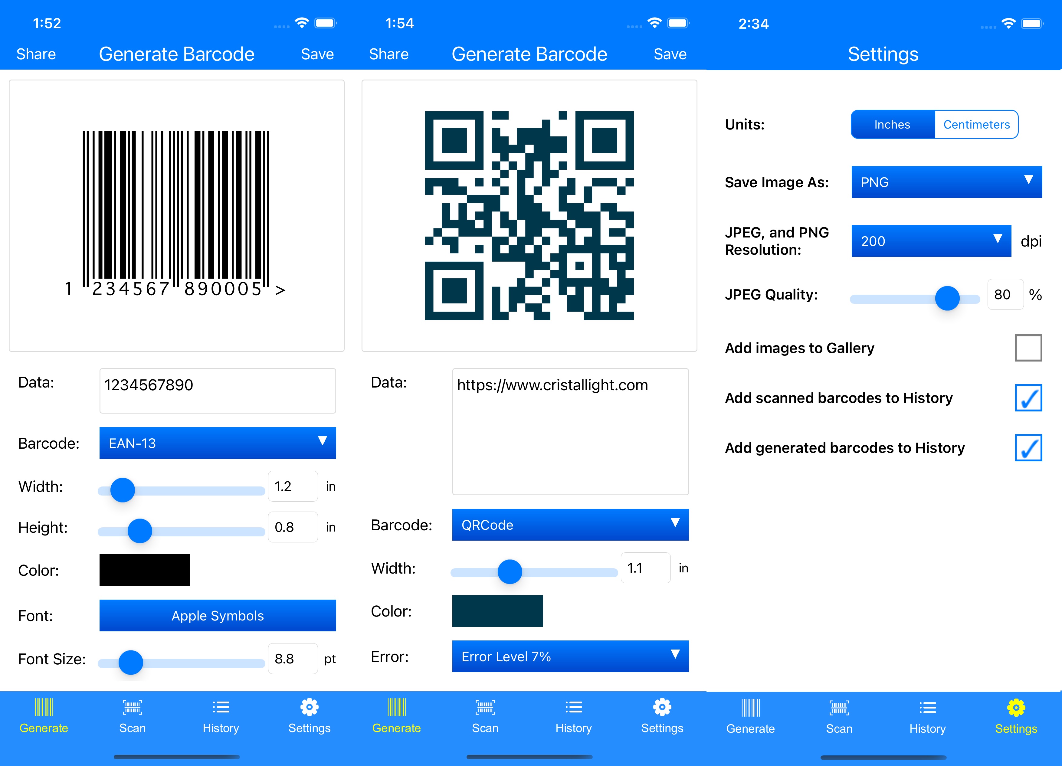 iOS barcode generator and scanner