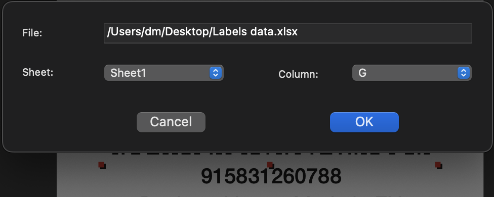 iBarcoder sequential barcode panel screenshot