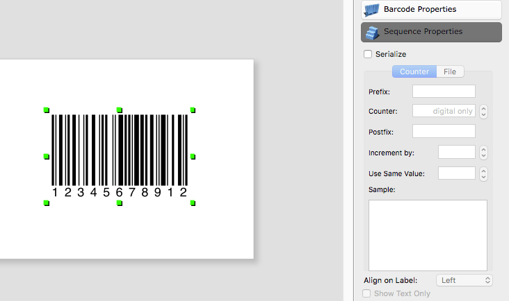 Barcode maker sequential barcode panel