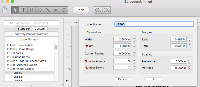 Barcode generator setup custom lable